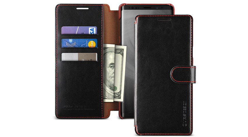 VRS Design Dandy Leather-Style Galaxy Note 9 Wallet Case - Black