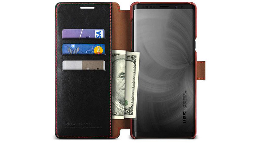 VRS Design Dandy Leather-Style Galaxy Note 9 Wallet Case - Black