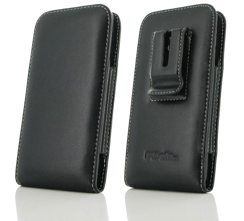 Étui en cuir BlackBerry KEY2 PDair vertical avec clip ceinture – Noir