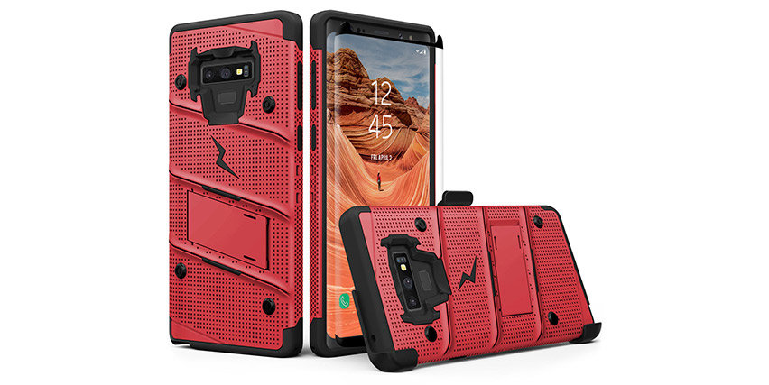 Zizo Bolt Series Samsung Galaxy Note 9 Tough Case & Belt Clip - Red