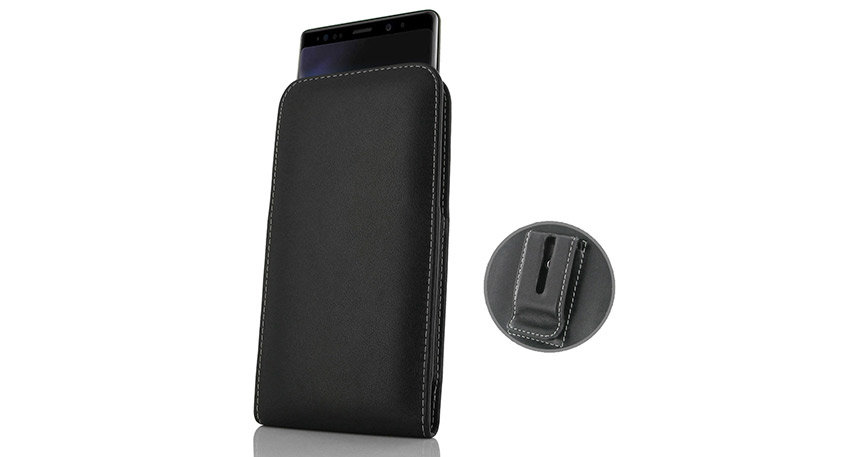 PDair Samsung Galaxy Note 9 Leather Pouch Case with Belt Clip - Black