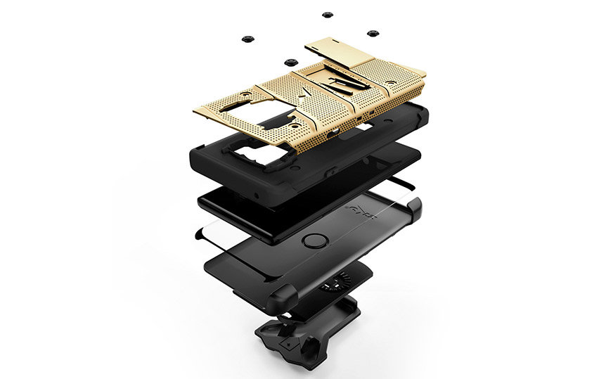 Coque Samsung Galaxy Note 9 Zizo Bolt Series avec clip ceinture – Or