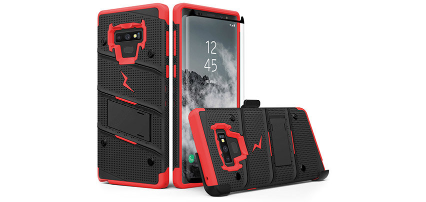 Zizo Bolt Samsung Galaxy Note 9 Tough Case & Belt Clip - Black / Red
