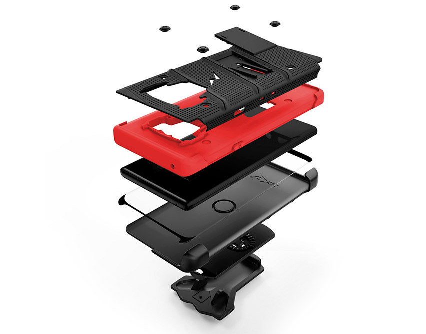 Zizo Bolt Samsung Galaxy Note 9 Tough Case & Belt Clip - Black / Red
