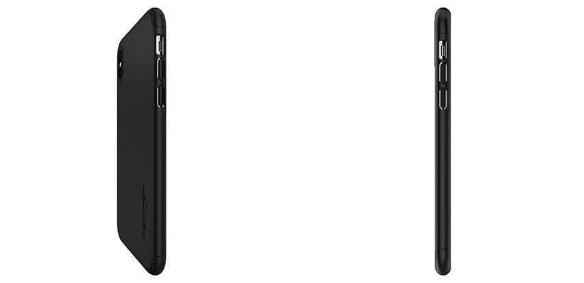 Spigen Thin Fit iPhone XS Case and Glass Screen Protector - Black