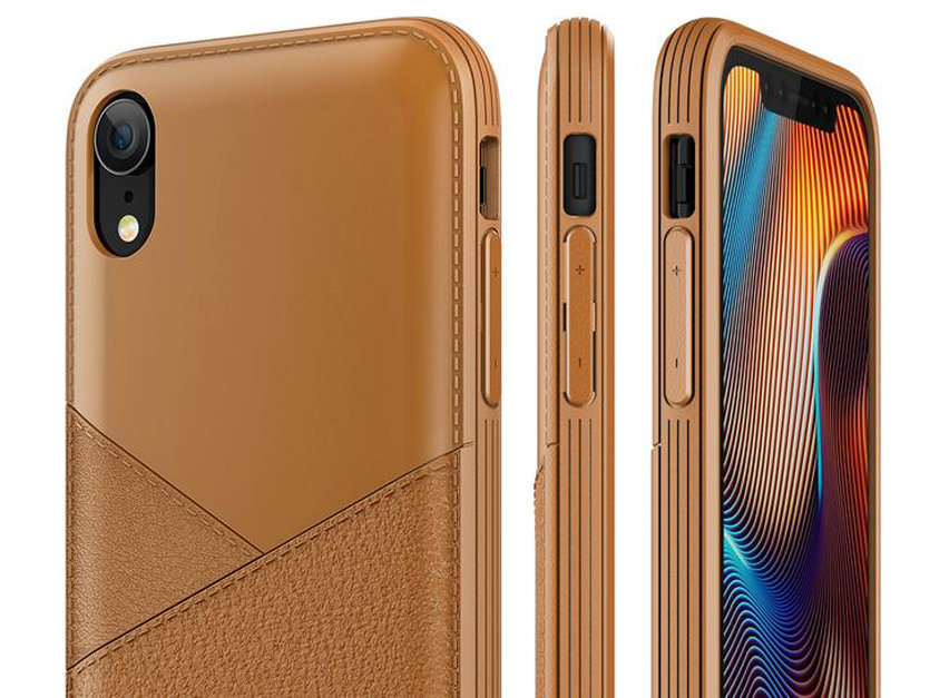 VRS Design Leather Fit Label iPhone XR LeatherStyle Case Brown