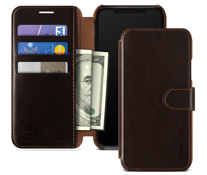VRS Design Dandy Leather-Style iPhone XR Plånboksfodral -  Mörkbrun