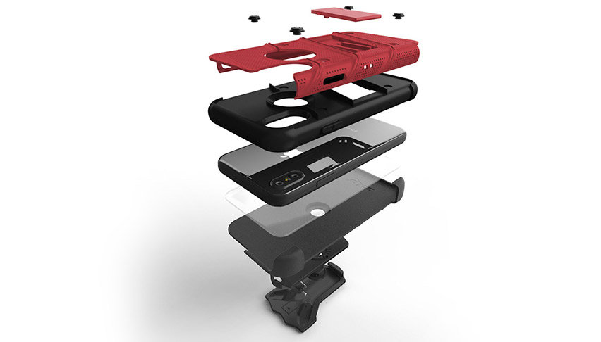 Zizo Bolt iPhone XS Max Tough Case & Screen Protector - Red / Black