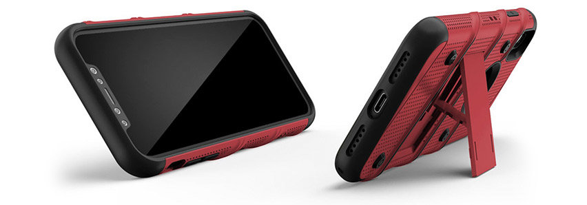 Coque iPhone XS Max Zizo Bolt avec protection d'écran – Rouge / noir
