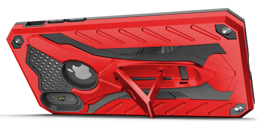 Zizo Static iPhone XS Max Tough Case & Kickstand - Red / Black