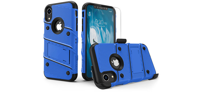 Zizo Bolt iPhone XR Tough Case & Screen Protector - Blue / Black