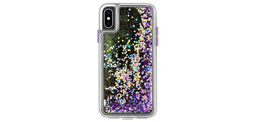 Case-Mate iPhone XS Waterfall Glow Glitter Case - Purple Glow