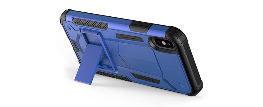Coque iPhone XS Max Zizo ZV Hybrid Transformer avec béquille – Bleu