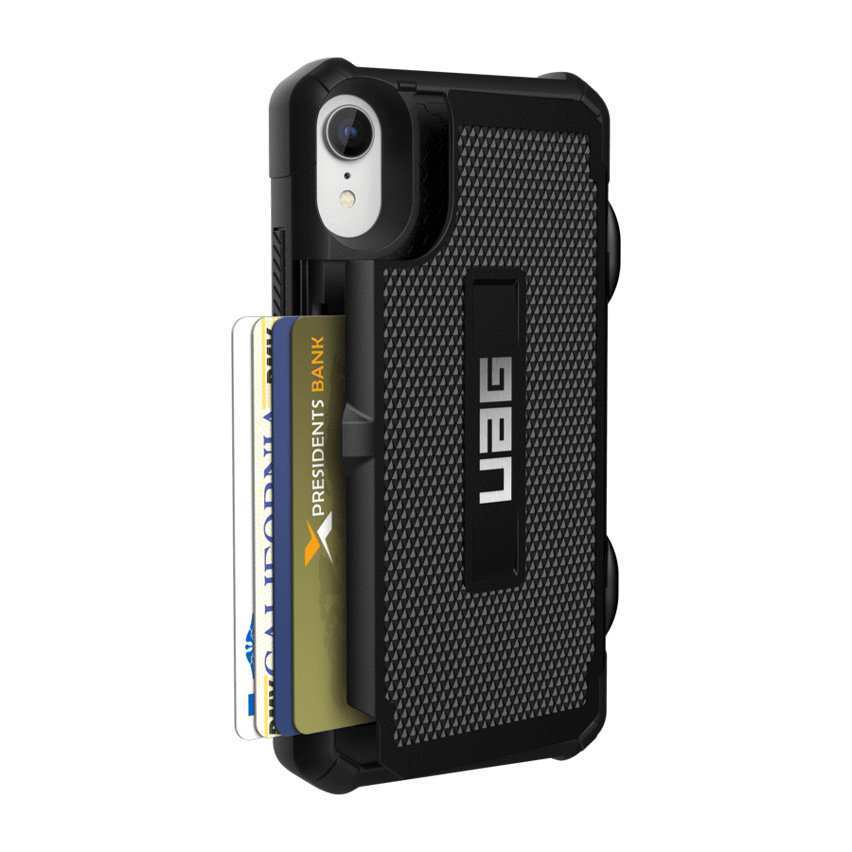 Coque iPhone XR UAG Trooper – Coque protectrice & portefeuille – Noire