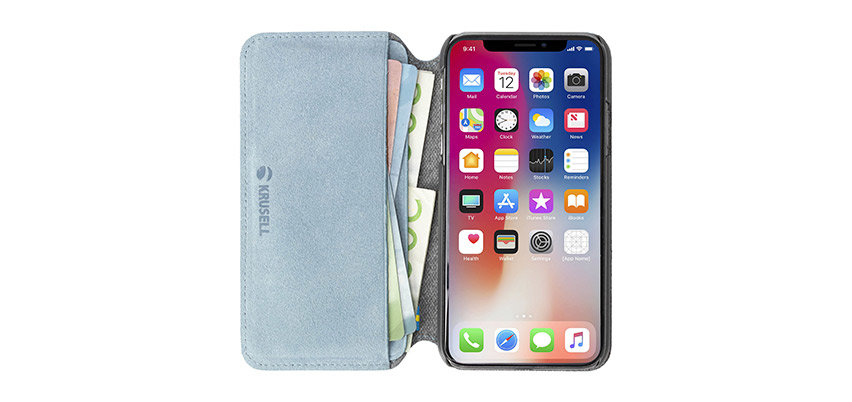 Krusell Broby 4 Card iPhone XR Slim Wallet Case - Blue