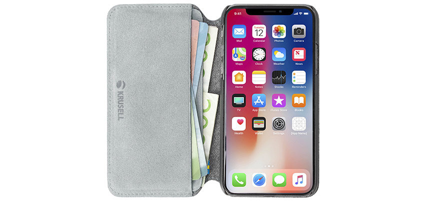 Krusell Broby 4 Card iPhone XS Max Slim Wallet Case - Grey