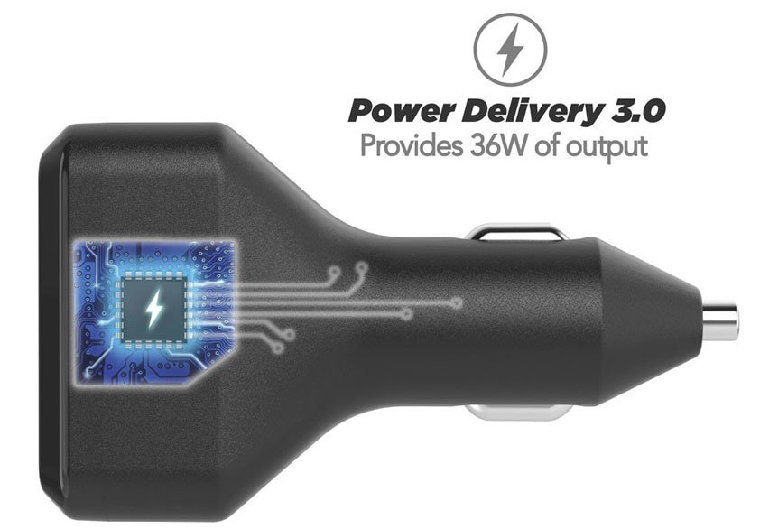 Scosche StrikeDrive 3.0 Dual USB-C Car Charger - Black