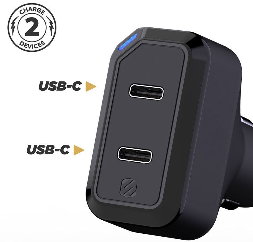 Scosche StrikeDrive 3.0 Dual USB-C Car Charger - Black