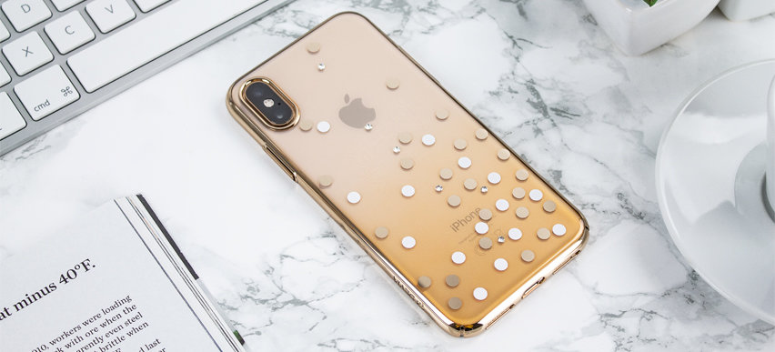 Unique Polka 360 Case iPhone XS Case - Gold / Clear