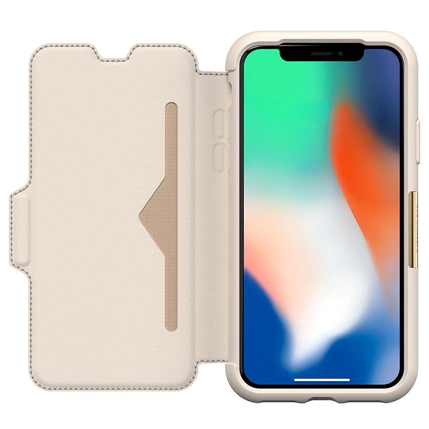 OtterBox Strada Folio iPhone XS Leather Wallet Case - Soft Opal
