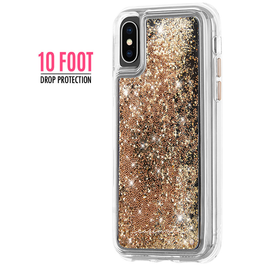Coque iPhone XS Case-Mate Waterfall Glow Glitter – Or