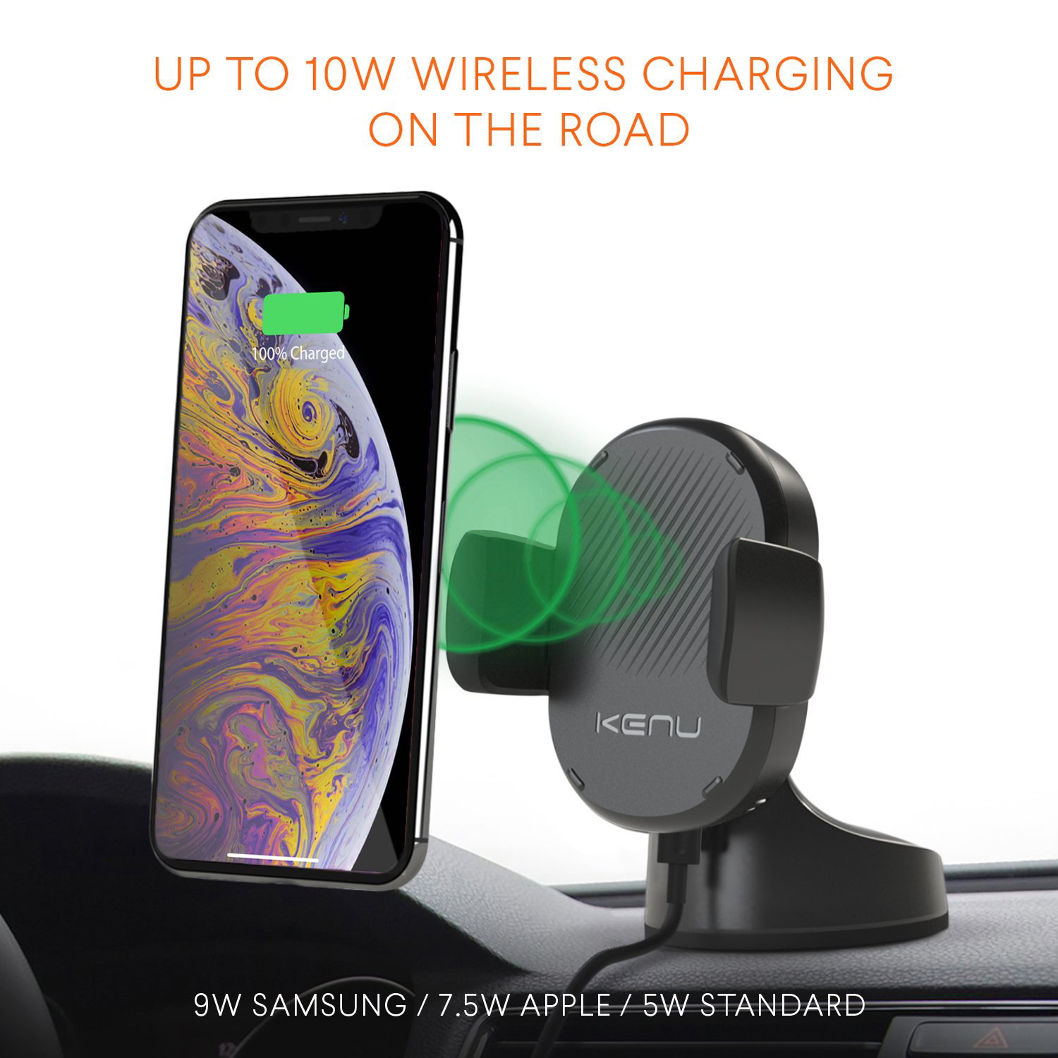 Kenu Airbase Qi Fast Wireless Charging Windscreen / Dash Car Holder