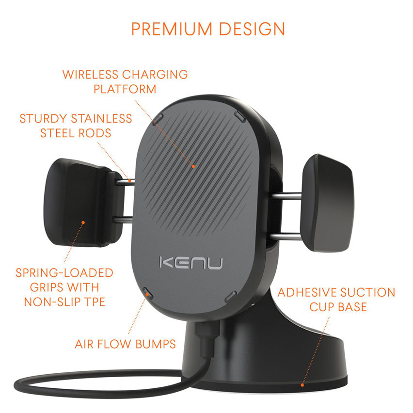 Kenu Airbase Qi Fast Wireless Charging Windscreen / Dash Car Holder