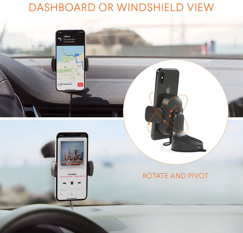 Kenu Airbase Qi Fast Wireless Charging Windscreen / Dash Car Holder