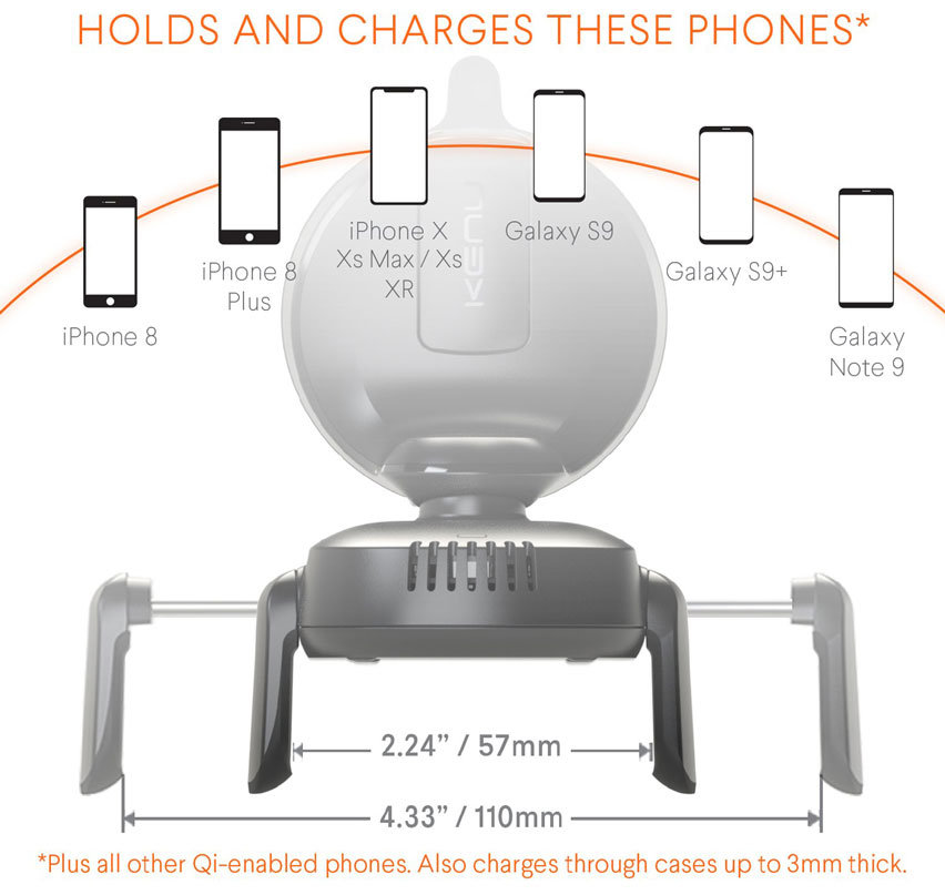 Kenu Airbase Qi Fast Wireless Charging Windscreen / Dash Car Holder