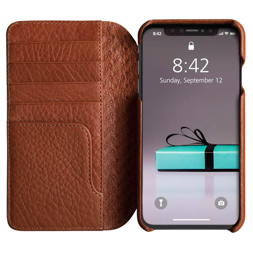 Vaja Wallet Agenda iPhone XS Max Premium Leather Case - Tan