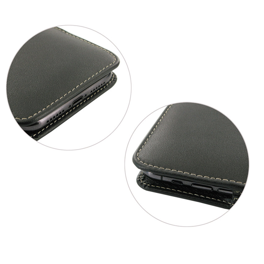 Pochette En Cuir Avec Clip Ceinture Pour Couteau Droit - Noir Et Marron, Style Gaufrage