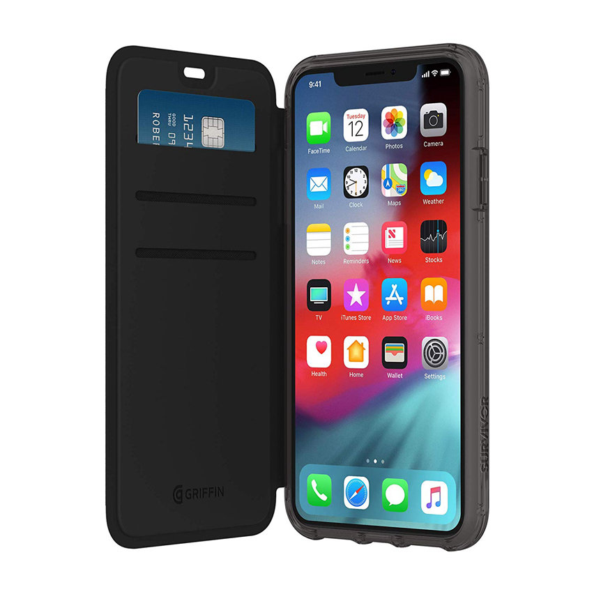 Griffin Survivor Clear iPhone XS Wallet Case - Black / Clear