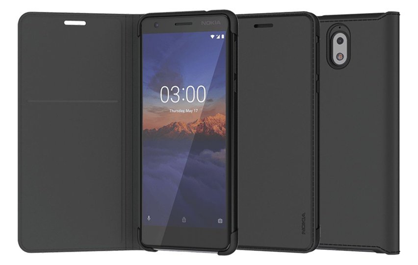Housse officielle Nokia 3.1 Slim Flip Wallet portefeuille – Noir