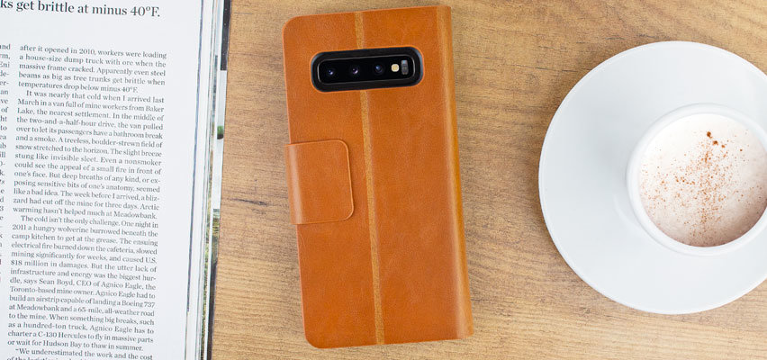 Olixar Leather-Style Galaxy S10 Wallet Stand Case - Brown