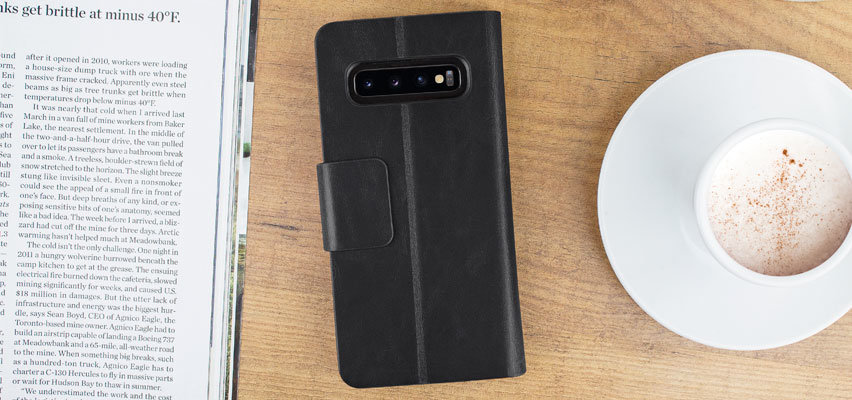 Olixar Leather-Style Samsung Galaxy S10 Plus Wallet Stand Case - Black