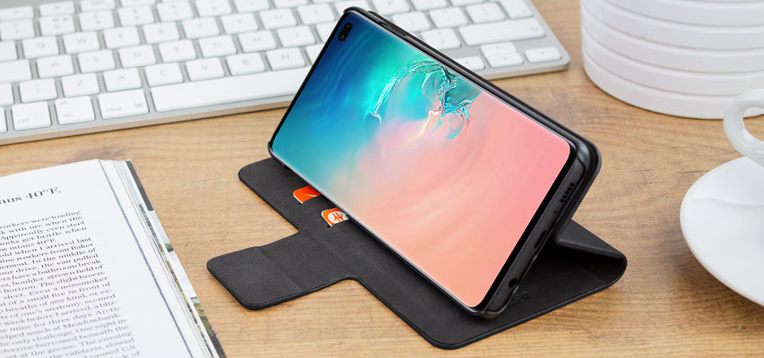 Olixar Läder-Style Samsung Galaxy S10 Plus plånbok stand fall - Svart