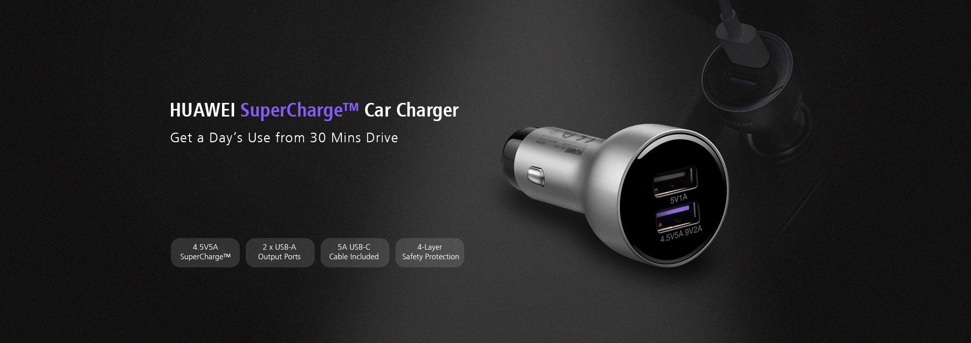 Huawei SuperCharge Car Charger in Silver 