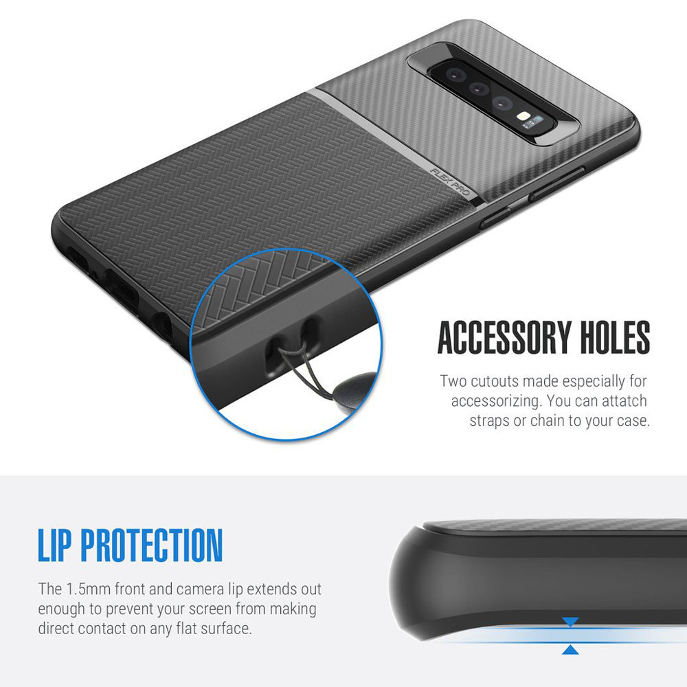 Coque Samsung Galaxy S10 Obliq Flex Pro – Noir effet fibre de carbone