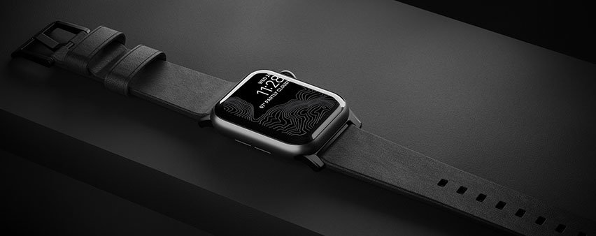 Nomad Apple Watch Strap- 44mm/42mm Black Leather- Black Hardware