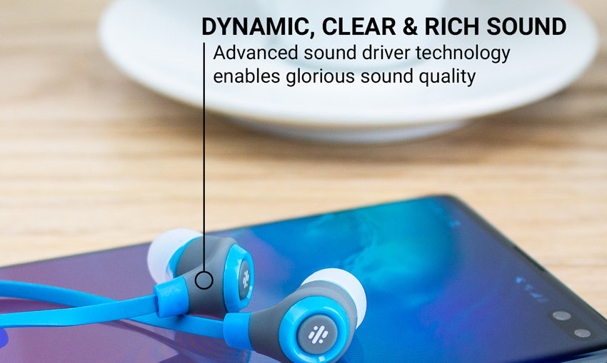 Thumbs Up Note Earphones with Microphone - Blue