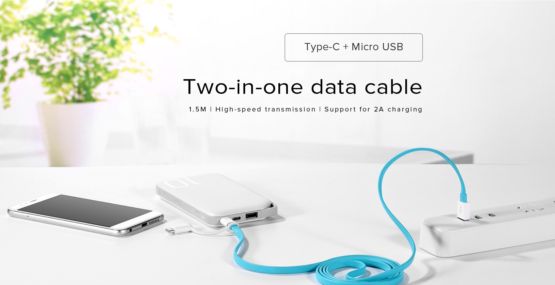 Huawei Micro USB & Type C 1.5M Cable - White