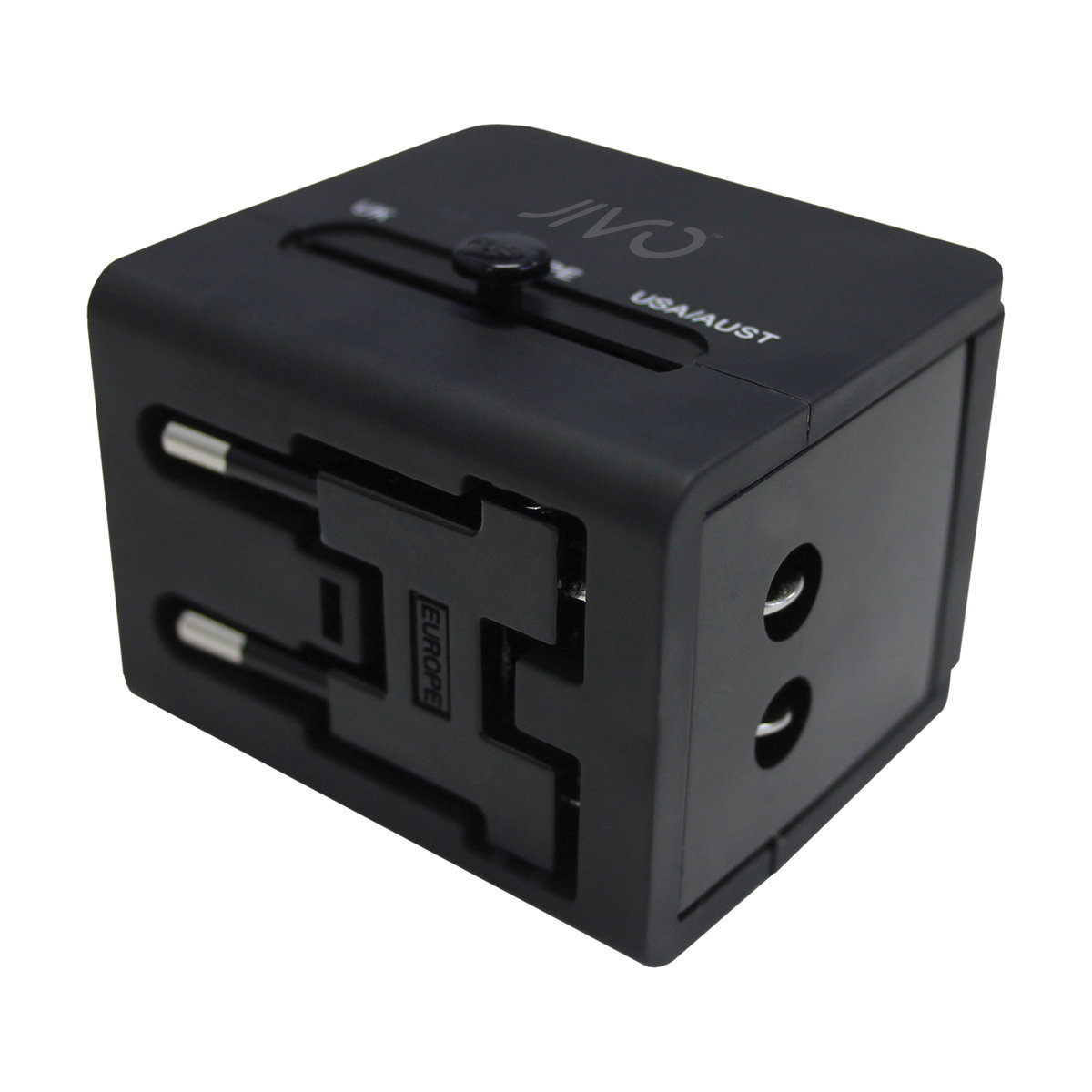 Jivo World Travel Plug W/Dual USB Black