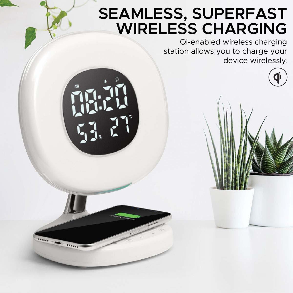 Promate AuraRise Digital Alarm Clock and Wireless Charging Station