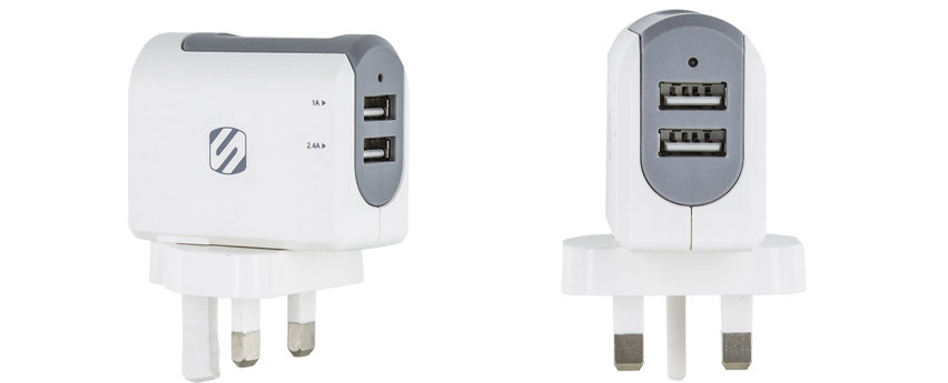 Scosche StrikeBase Dual Port USB Wall Charger - UK Mains