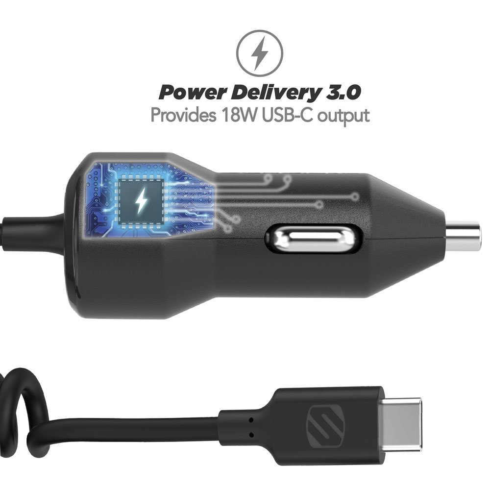 Scosche PowerVolt USB-C 18W Power Delivery 3.0 Car Charger - Black