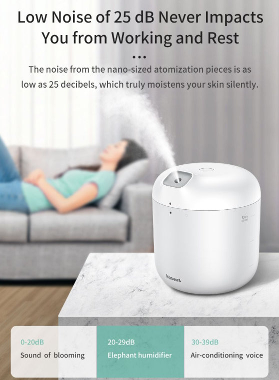 Baseus Elephant 2-in-1 Humidifier Air Purifier + LED Lamp - White