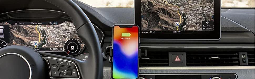 Mophie Qi Wireless Charge Stream Smartphone Car Air-Vent Mount - Black
