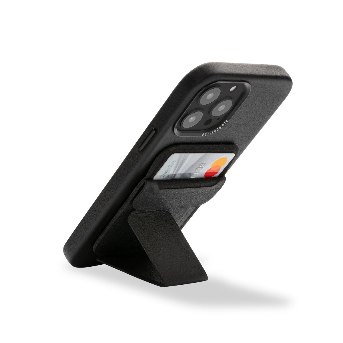 decoded wallet stand showing phone in portrait stand