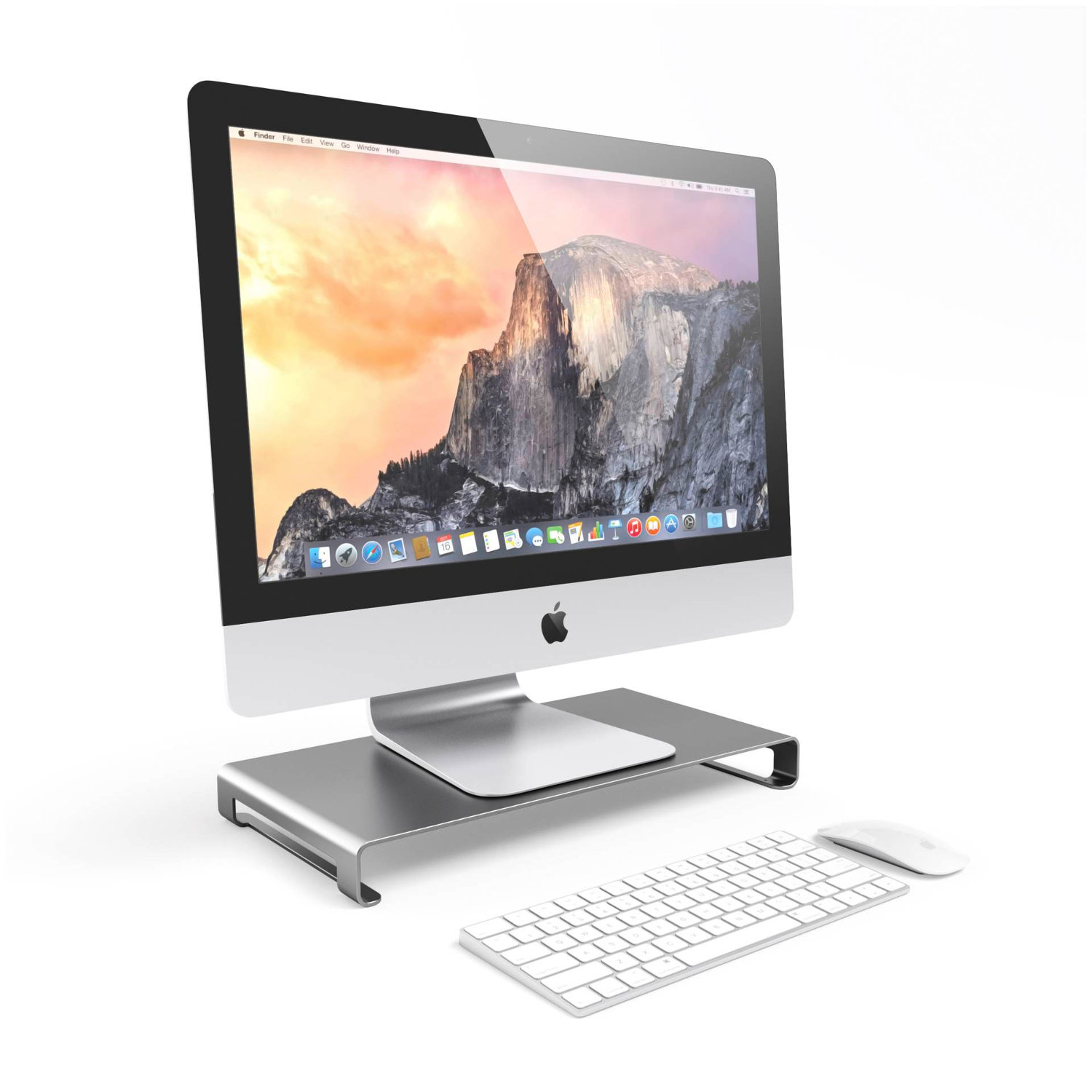 Satechi Aluminium monitor stand shown with iMac