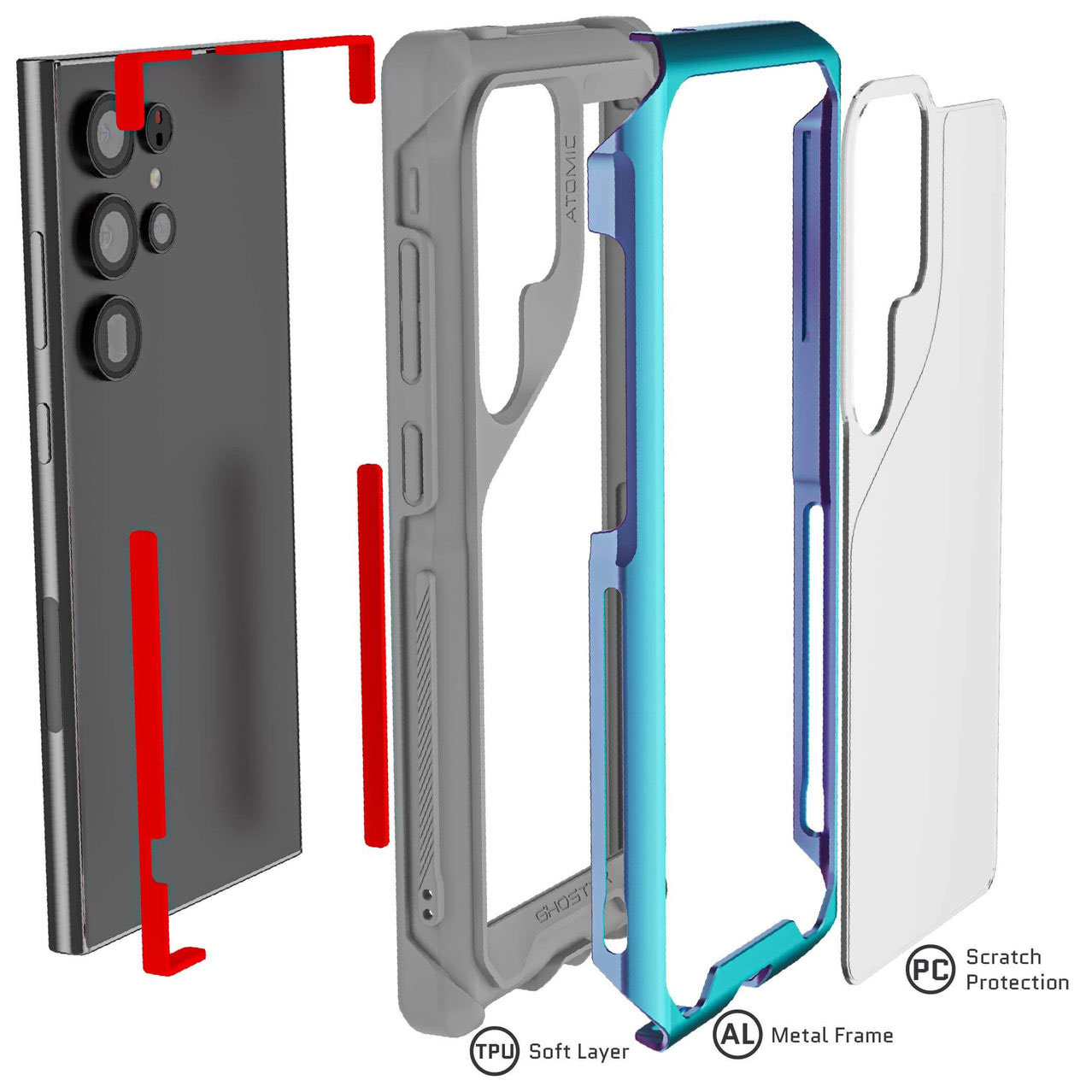 Ghostek Atomic Slim 4 Prismatic Aluminium Case - For Samsung Galaxy S24  Ultra
